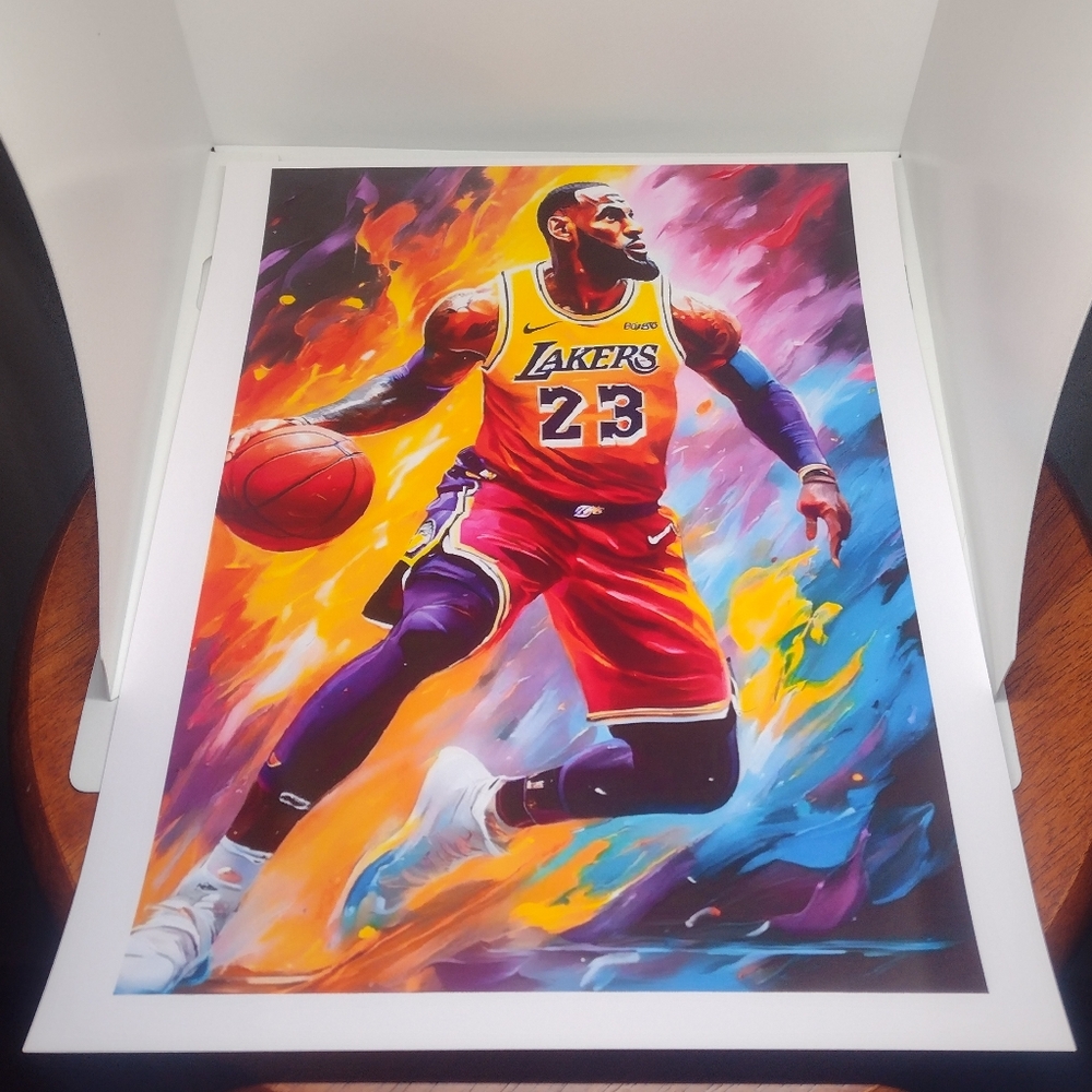 NEW!💯 LEBRON JAMES LAKERS 8.5x11 ULTRA PREMIUM GLOSSY COLOR ART REPRINT POSTER